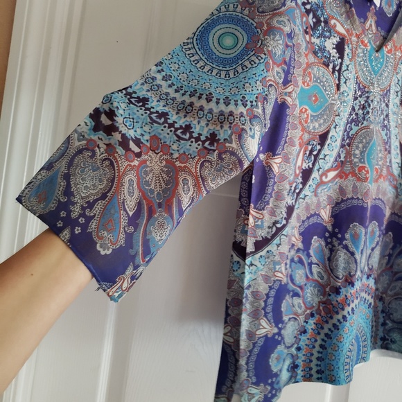 Chicos Multi Colored Pullover Top Size 1 - Picture 3 of 5